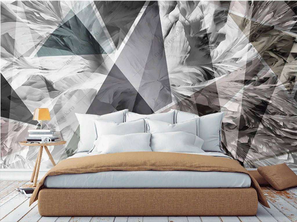 Фотообои в интерьере черно-серебристая абстракция  15-839 фото