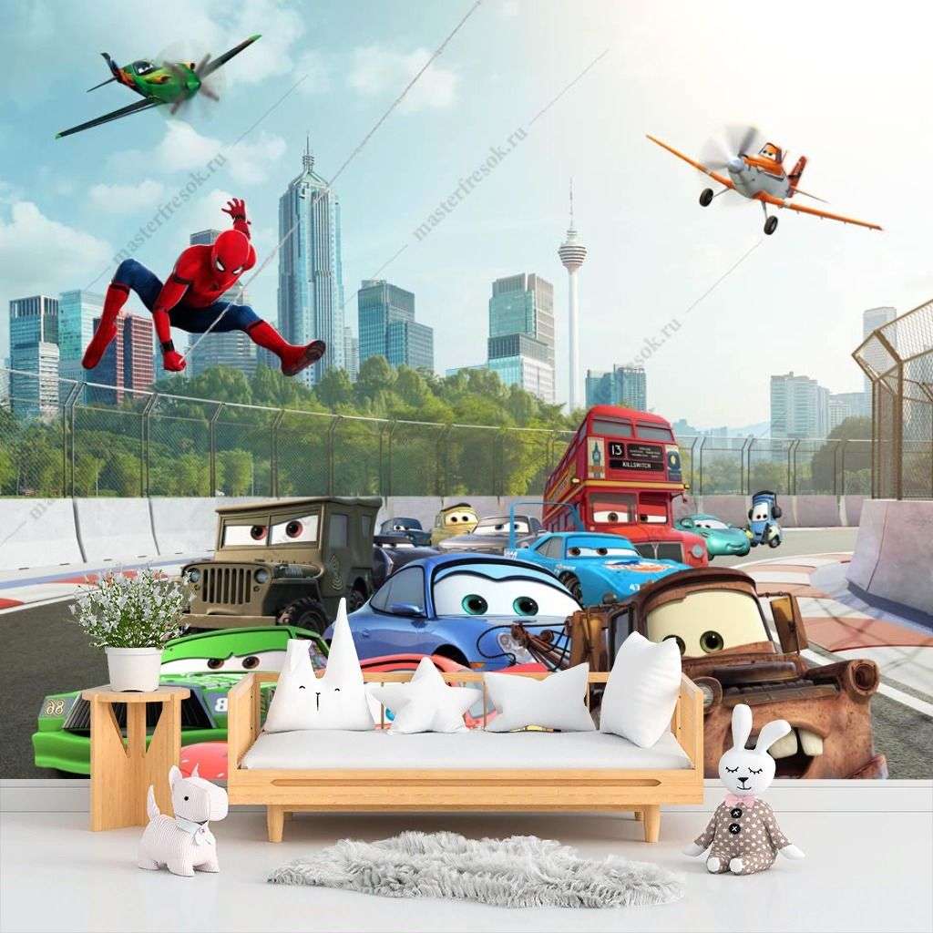 Фотообои в интерьере тачки из мультфильма  14-242 фото