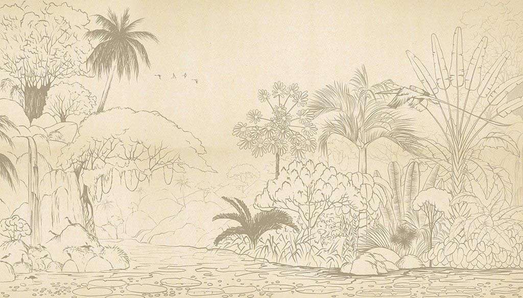 Фотообои в интерьере нарисованные джунгли  9-1636 фото