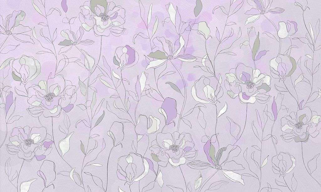 Фотообои в интерьере фон сиреневый с листьями  9-1991 фото