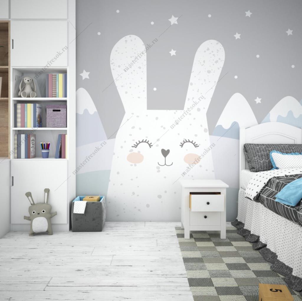 Фотообои Зайка в зимнем лесу  12-1429