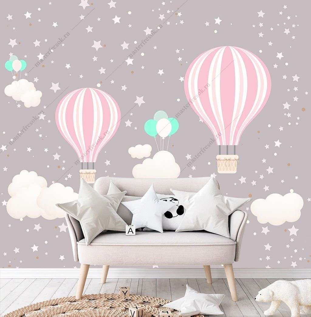 Фотообои в интерьере розовый воздушный шар  14-318 фото