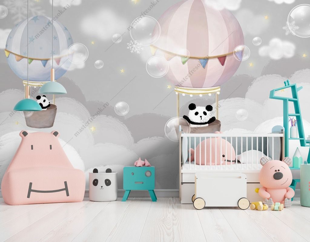 Фотообои Панда на воздушном шаре  14-320