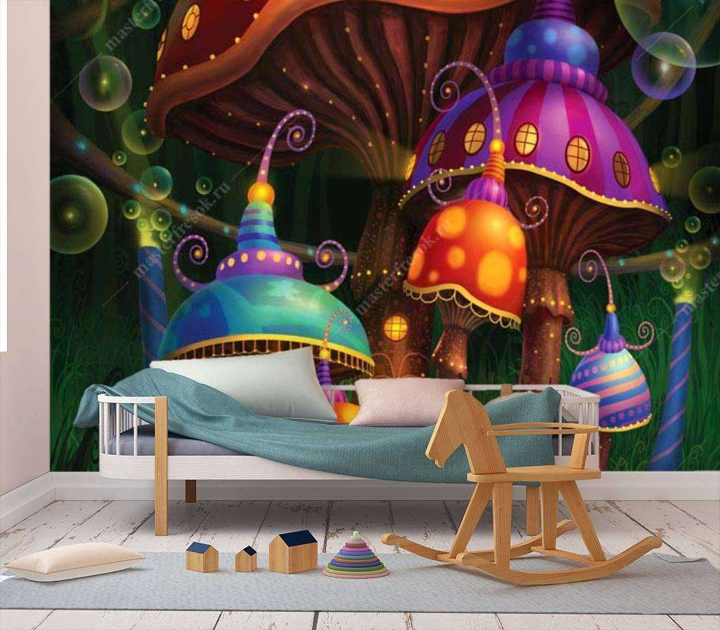 Фотообои в интерьере сказочный грибок  8-305 фото