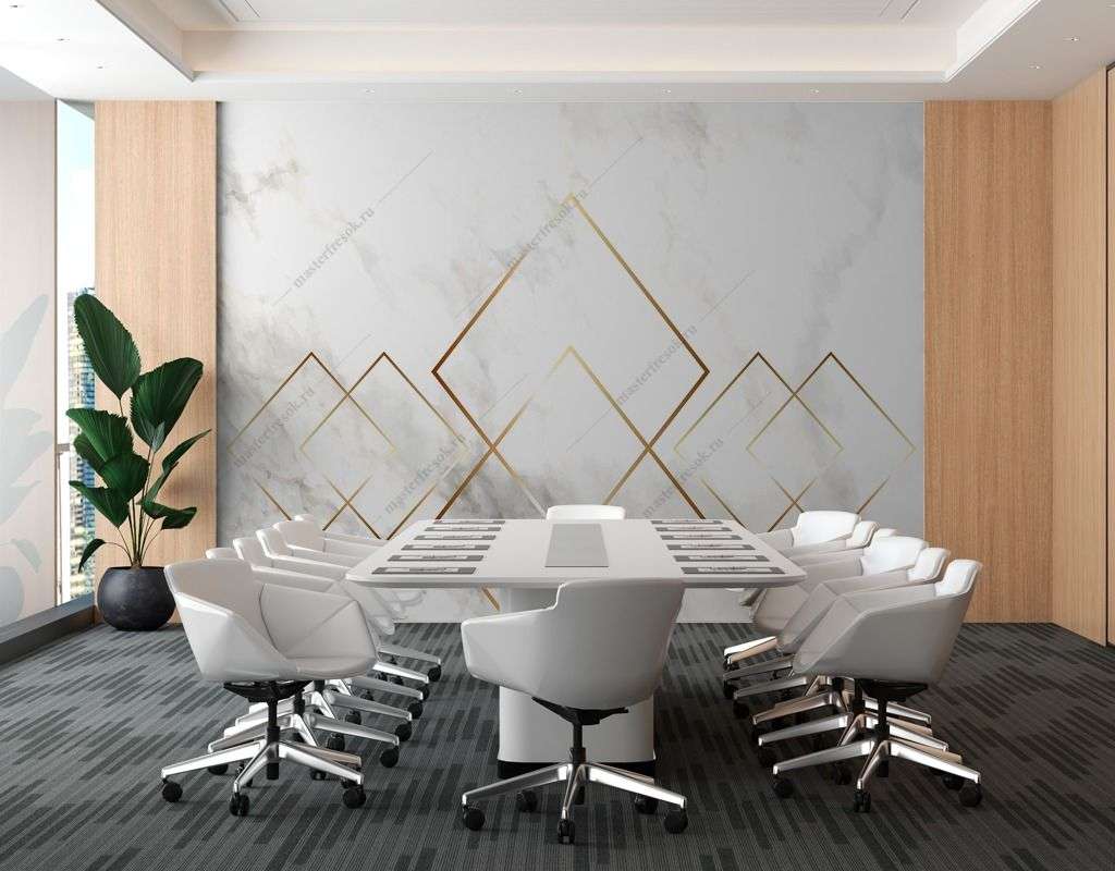 Фотообои в интерьере золотые линии на мраморе  9-1494 фото