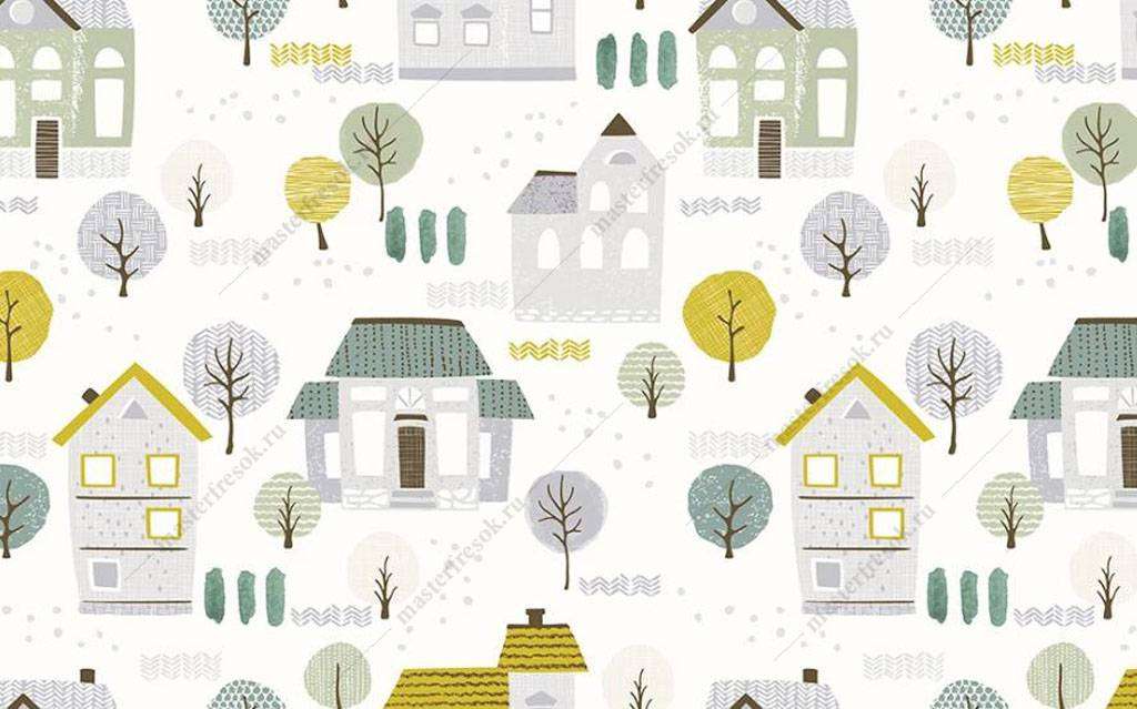 Фотообои в интерьере городок для детской  16-047 фото