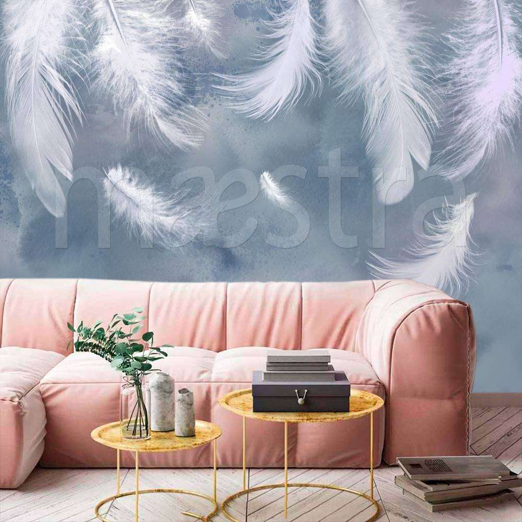 Фотообои Бесшовные обои на стену:  Белые перья. Артикул: 7-934  