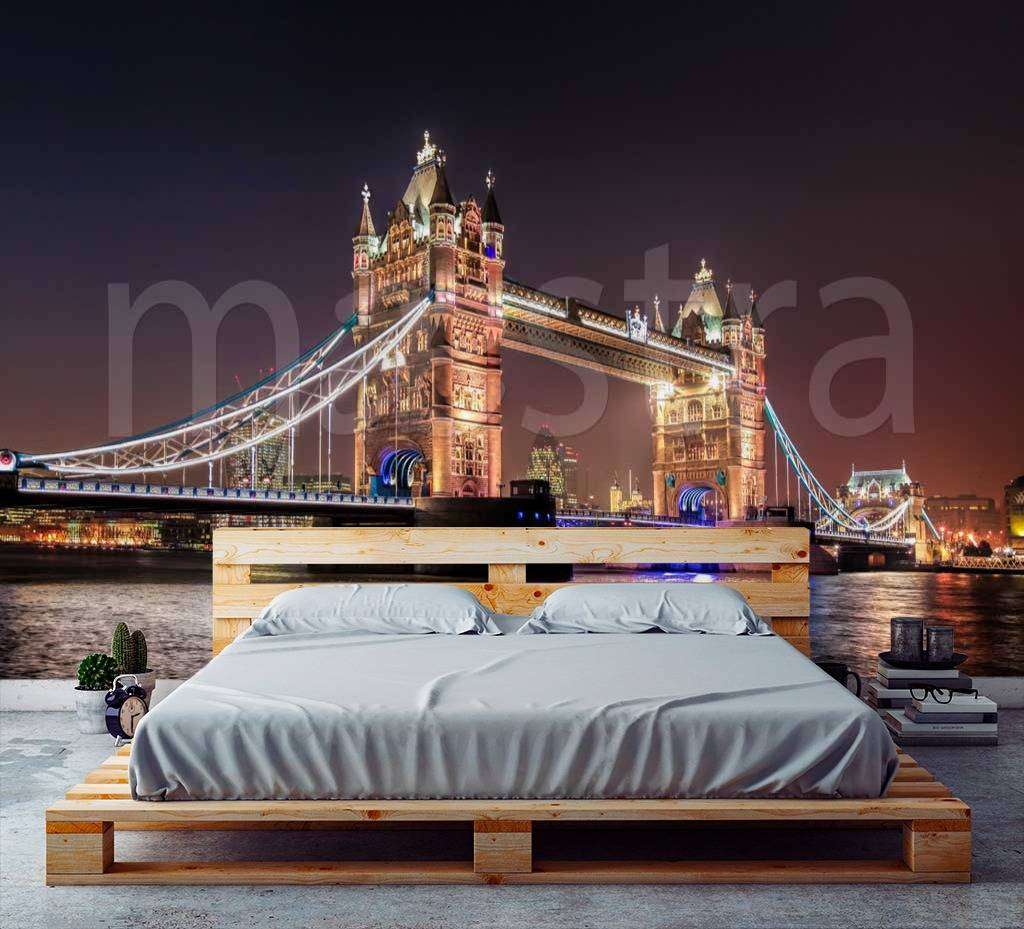 Фотообои в интерьере тауэрский мост поздним вечером  9-532 фото