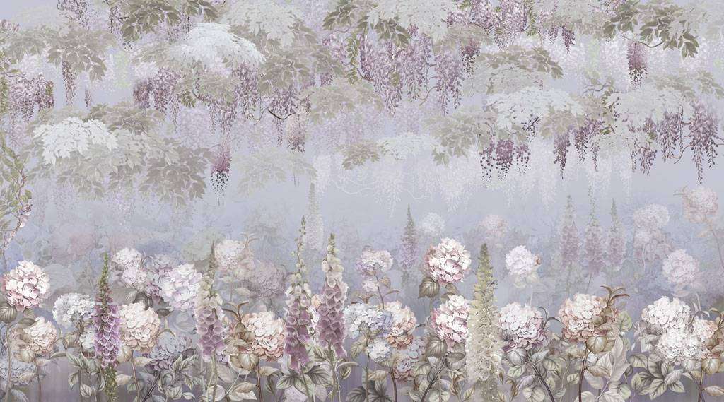 Фотообои в интерьере лес цветущий  13-338 фото