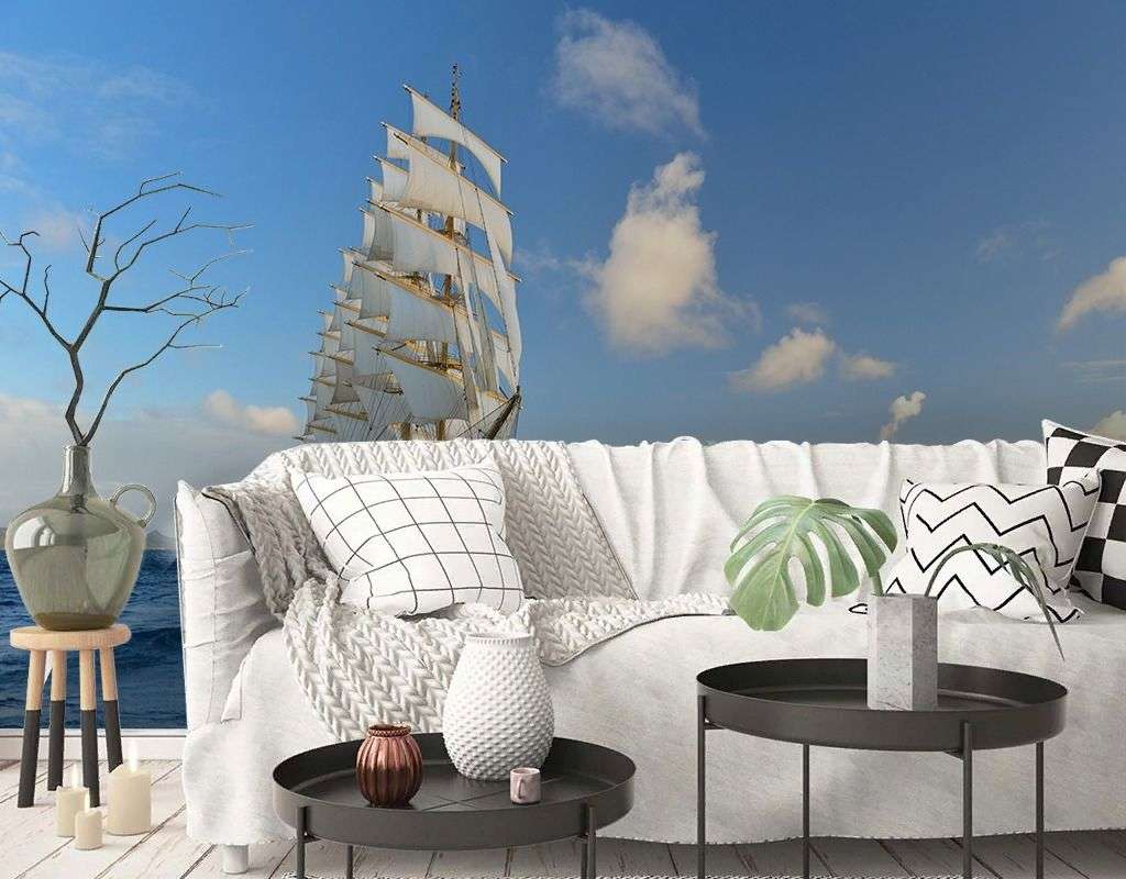 Фотообои в интерьере парусник в море  9-2118 фото