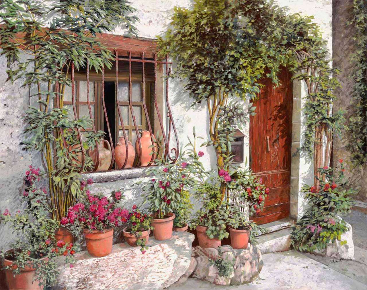 Фотообои в интерьере белый дом с зеленью  8-012 фото