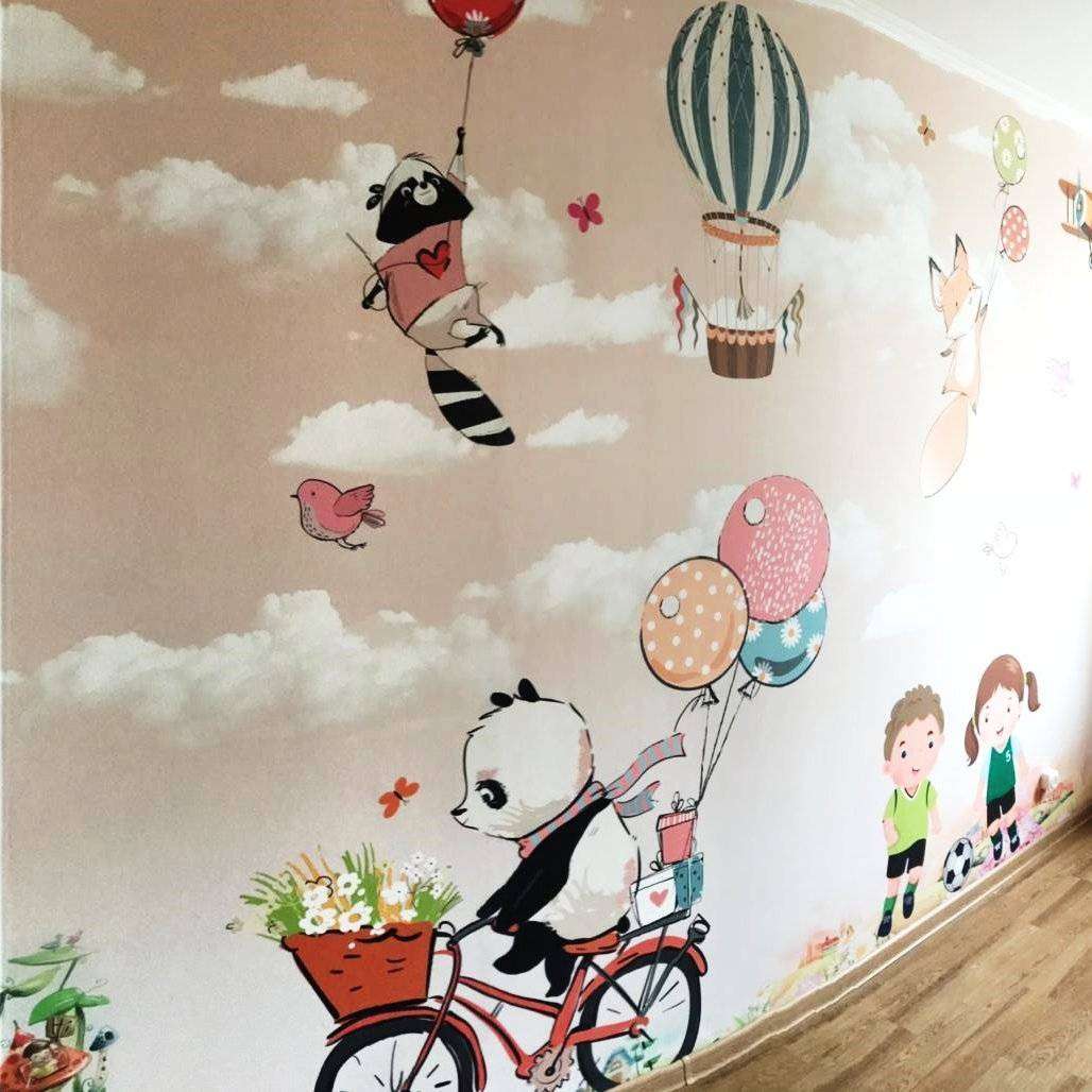 Фотообои в интерьере ребята и зверята  14-154 фото