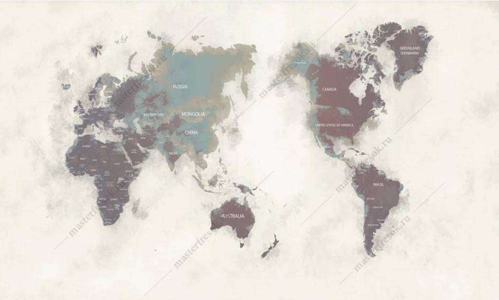 Фотообои в интерьере креативная карта  16-157 фото