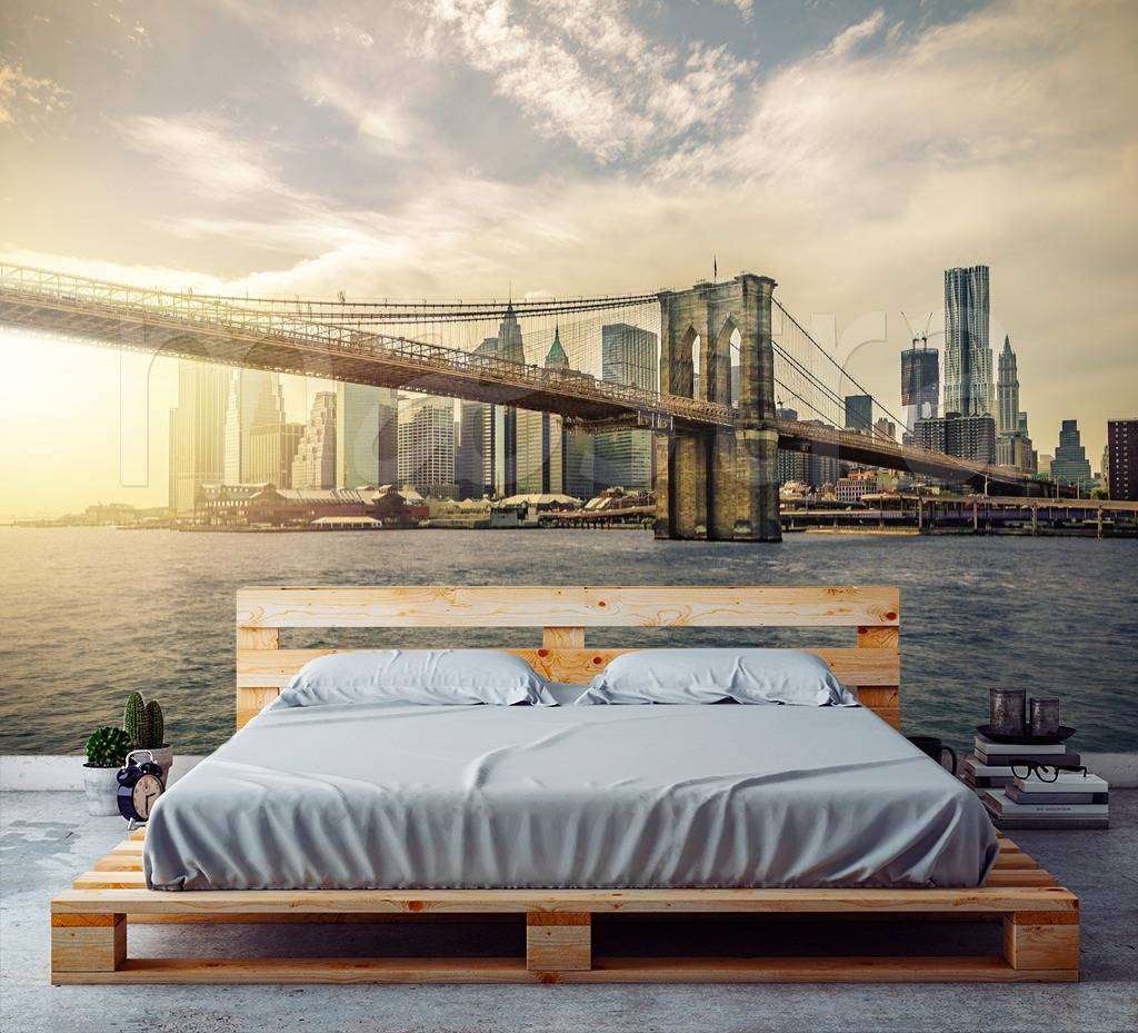 Фотообои в интерьере туманное утро в нью йорке  9-841 фото