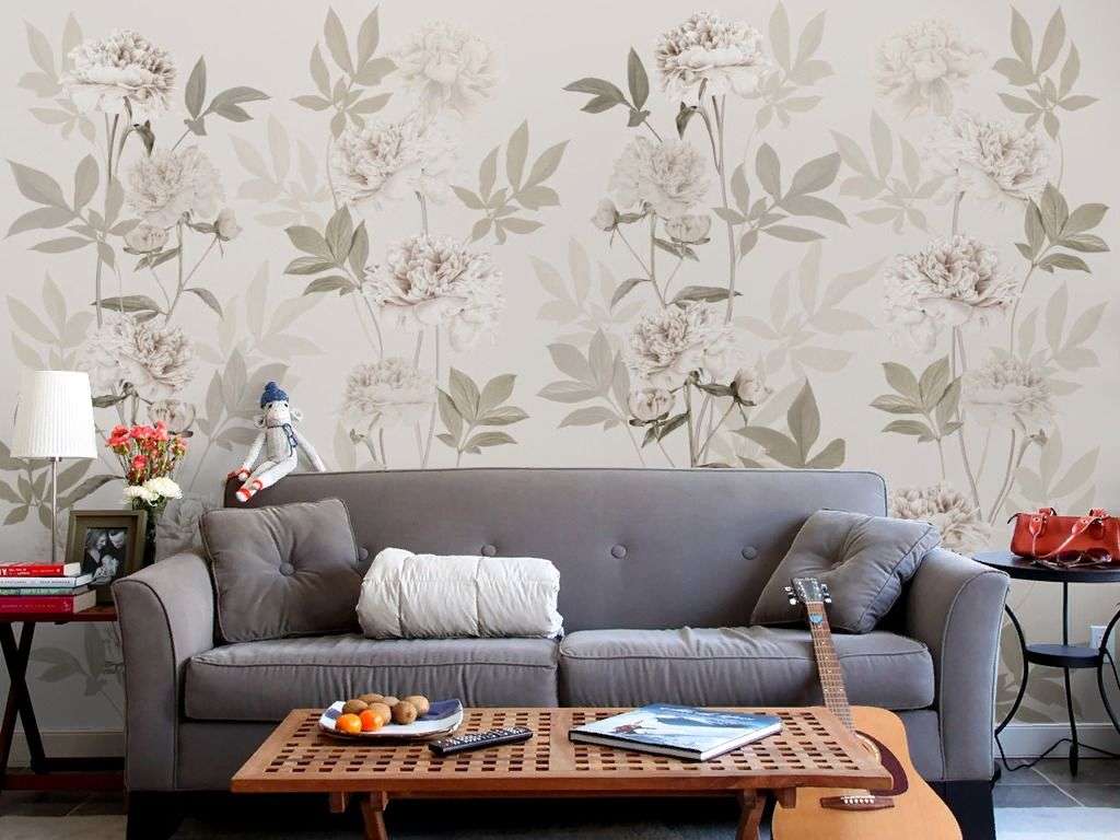 Фотообои в интерьере обои нежные пионы  13-744 фото