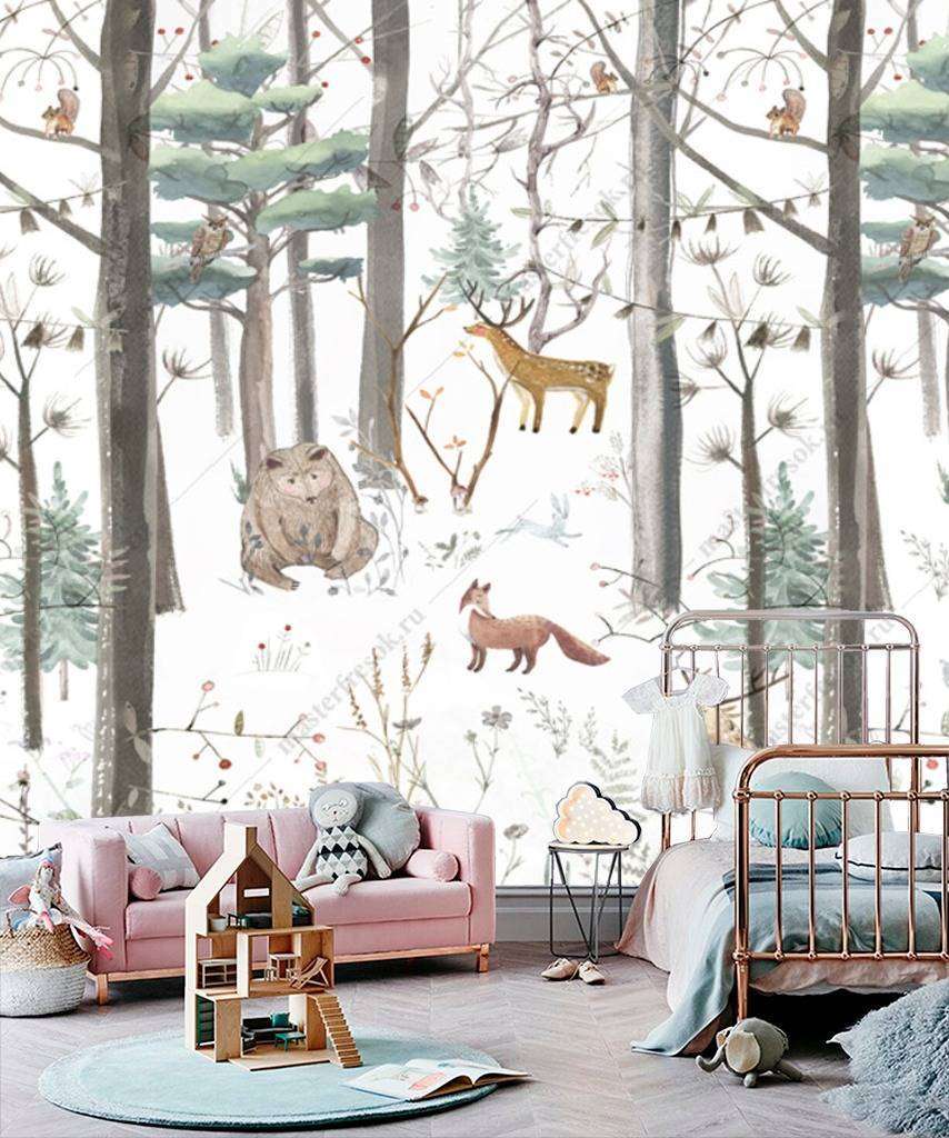 Фотообои в интерьере зимний лес  12-941 фото