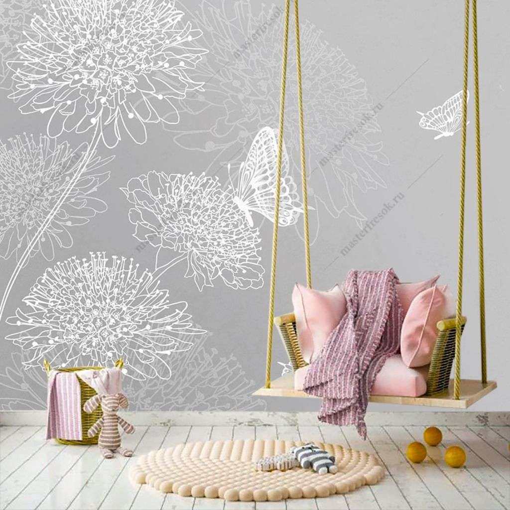 Фотообои в интерьере нежные одуванчики  12-1474 фото