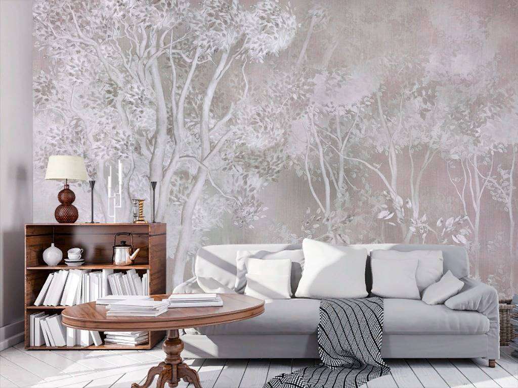 Фотообои в интерьере деревья туманные  13-236 фото