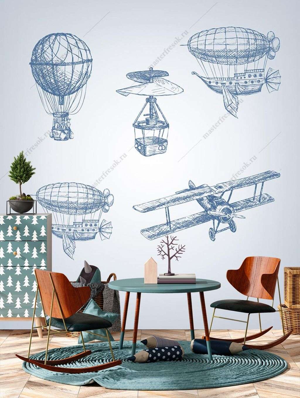 Фотообои в интерьере дирижабли  14-453 фото