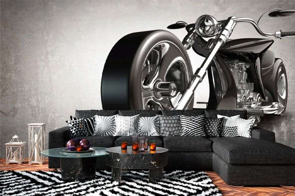 Фотообои в интерьере чоппер. мотоцикл  9-2084 фото