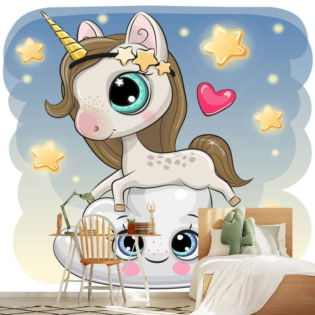 Фотообои Единорог на облачке  12-600