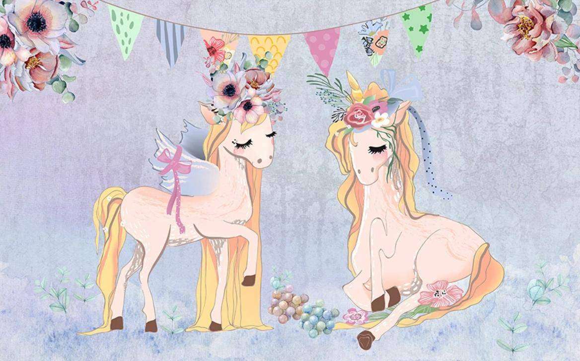Фотообои в интерьере два единорога  15-338 фото