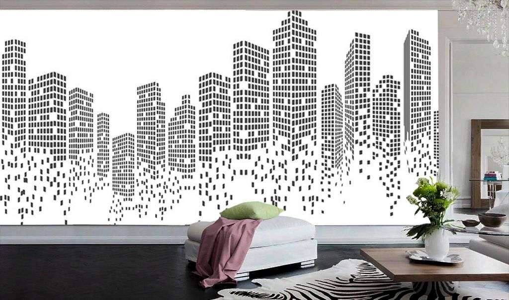 Фотообои в интерьере город 3д белый  9-1937 фото