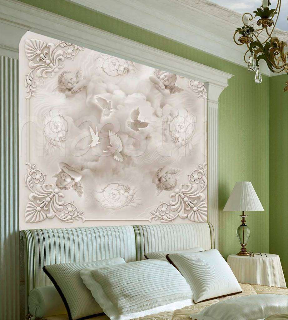 Фотообои Бесшовные обои на стену:  Ангелочки в облаках. Артикул: 7-453  