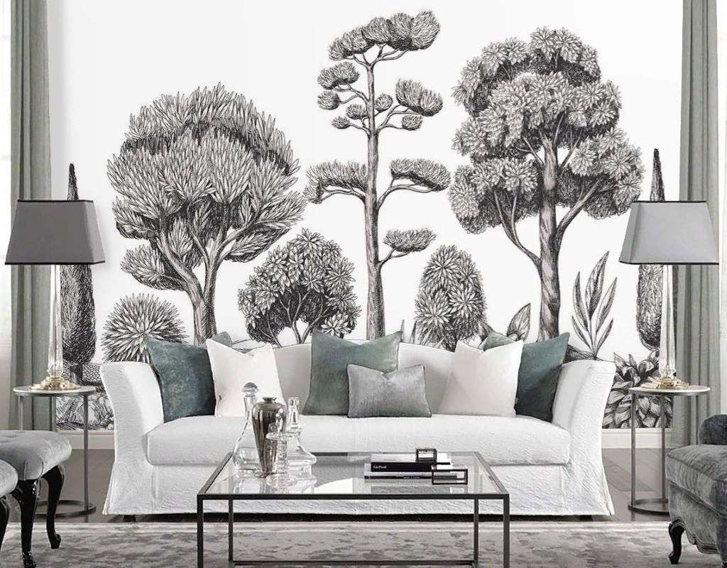 Фотообои в интерьере деревья серые  9-1965 фото