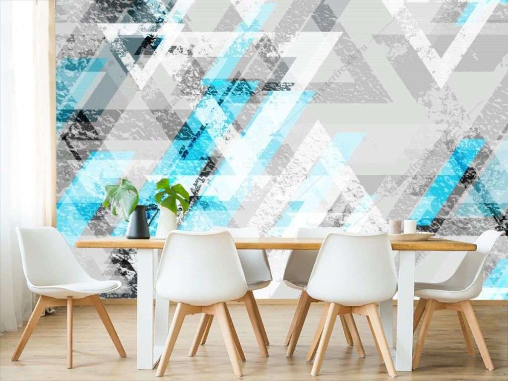 Фотообои в интерьере геометрические треугольники  10-952 фото