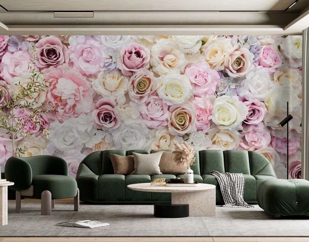 Фотообои в интерьере панно с розами  9-1764 фото