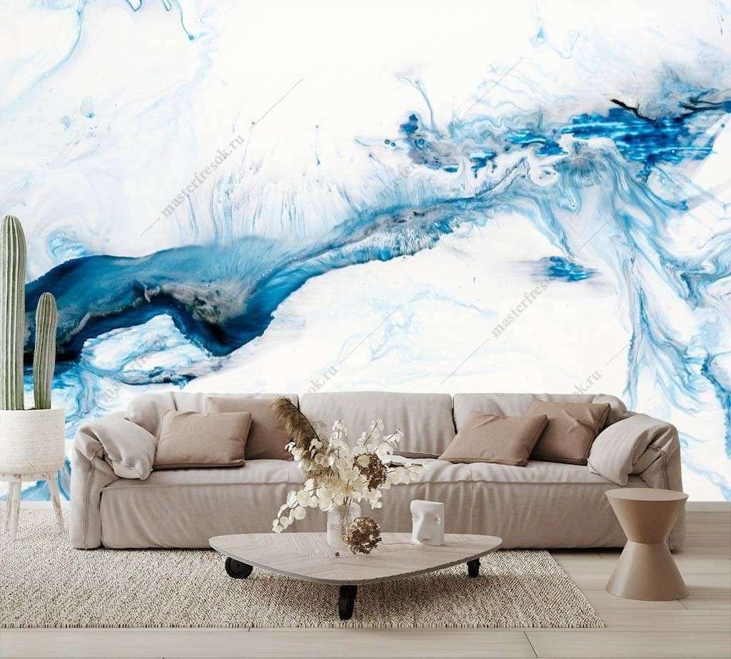 Фотообои в интерьере синий всплеск  9-1286 фото