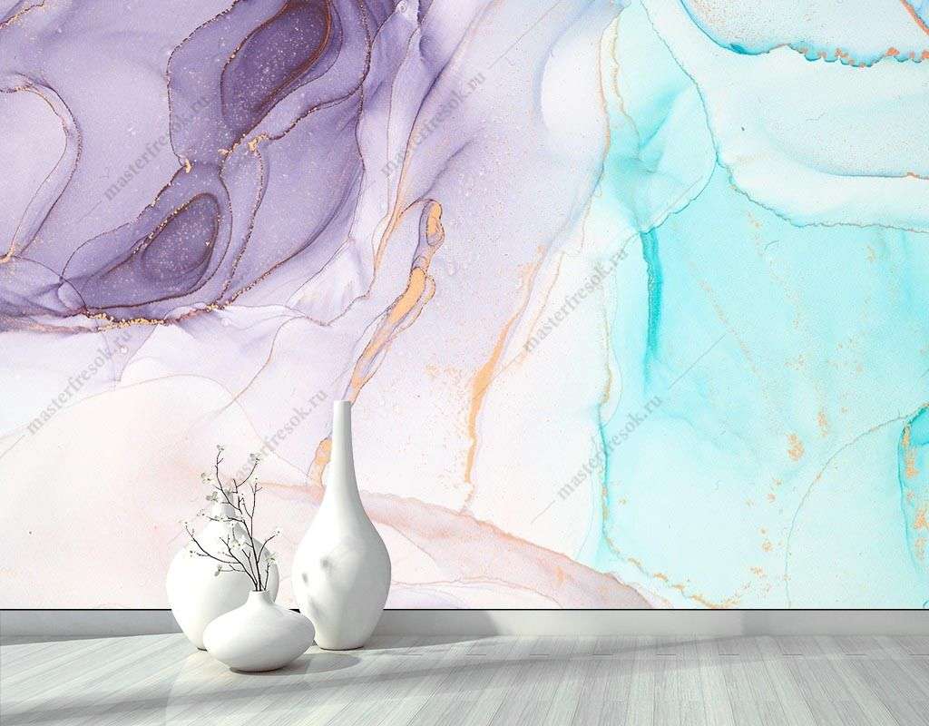 Фотообои в интерьере акварельный фон разводы  9-1515 фото