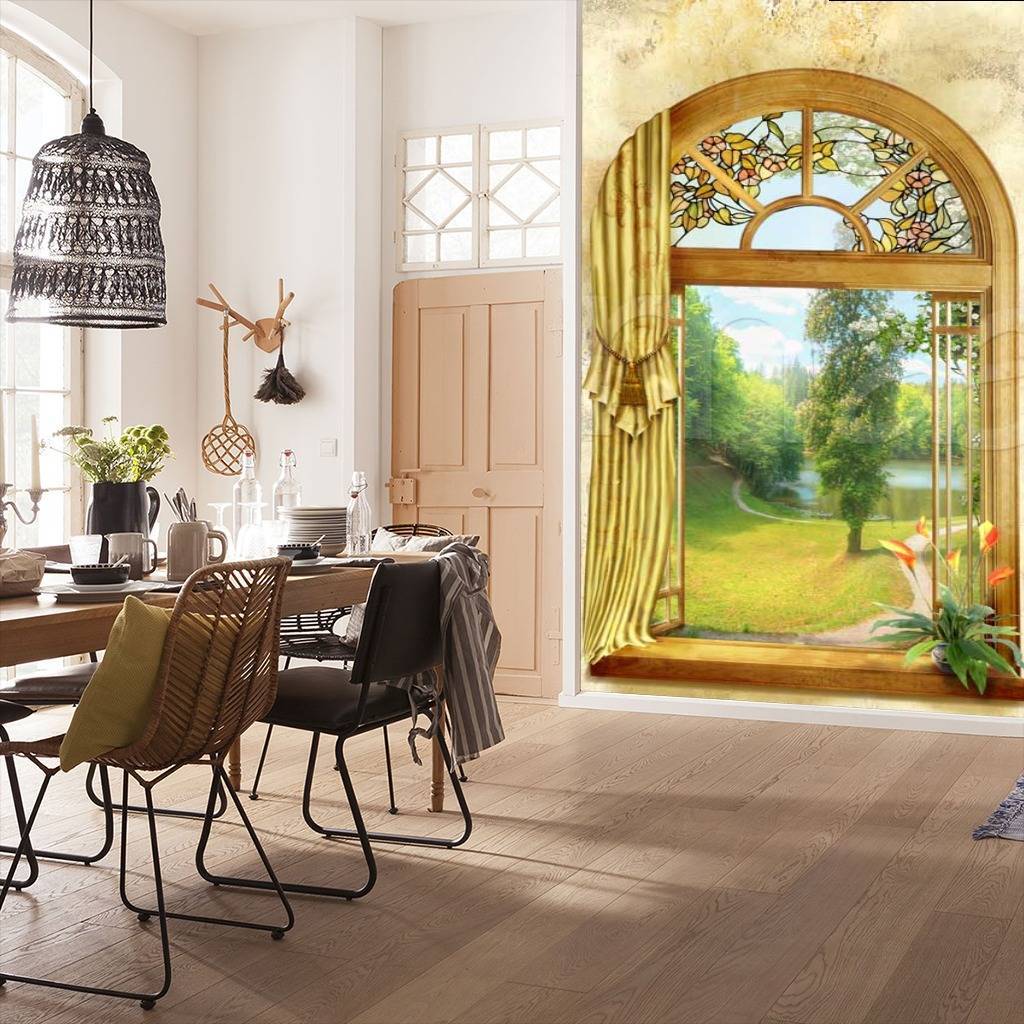 Фотообои Окно с видом на пруд  11-079