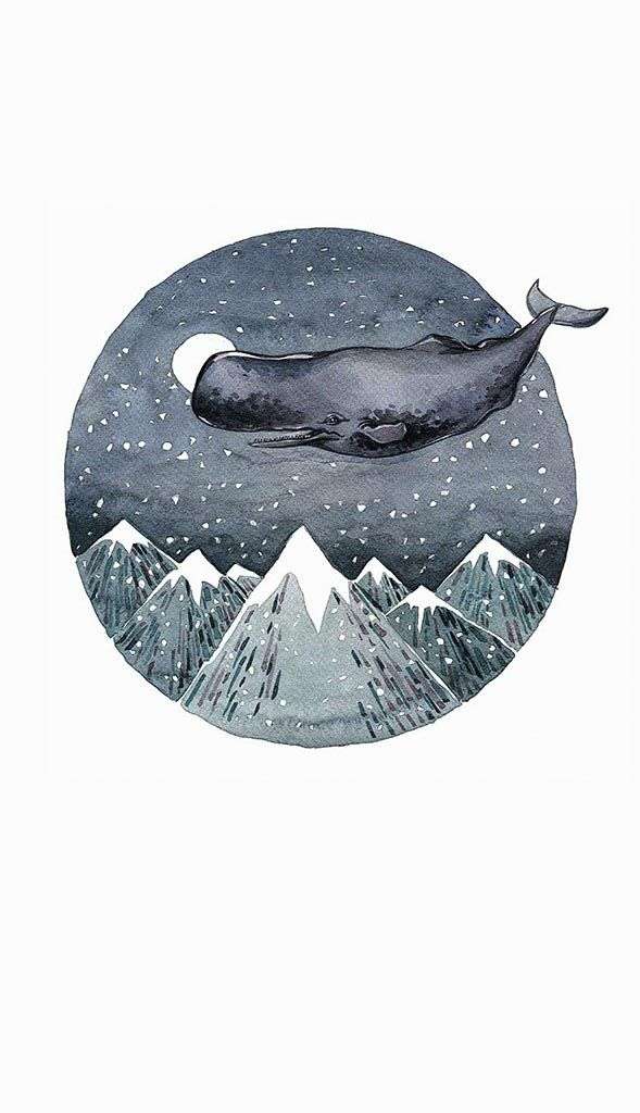 Фотообои в интерьере кит над горами  14-673 фото