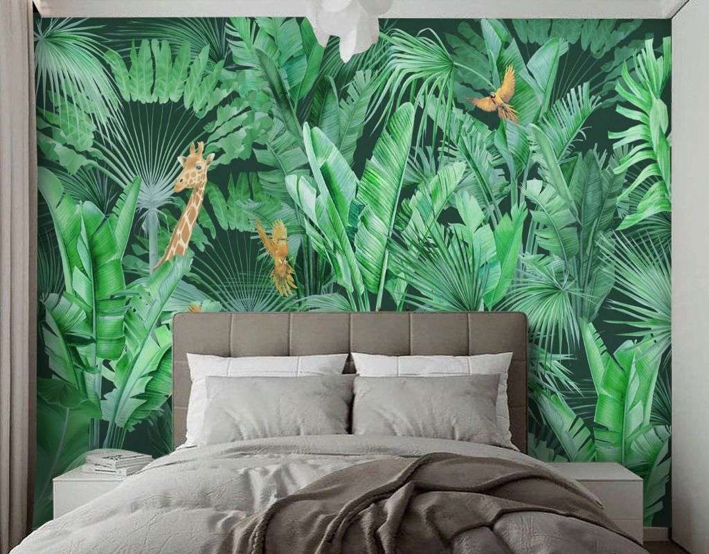 Фотообои в интерьере тропики и попугаи  13-710 фото