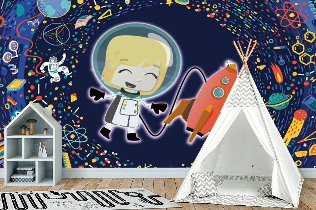 Фотообои в интерьере веселый космонавт  15-326 фото