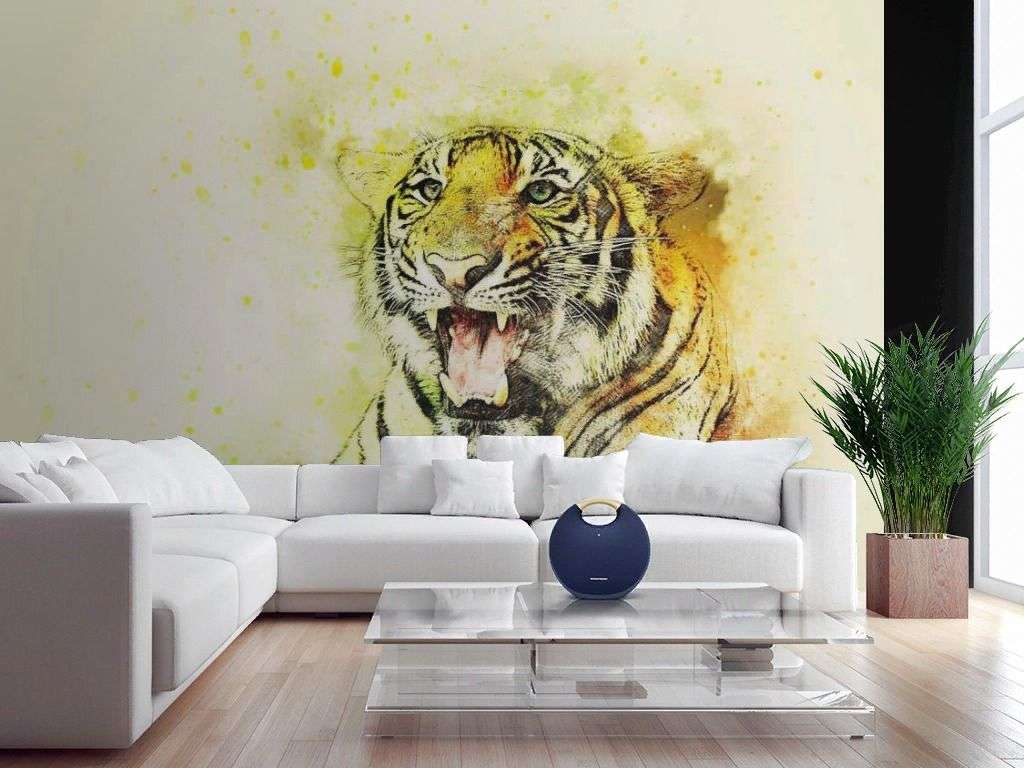 Фотообои в интерьере молодой тигр  17-4368 фото