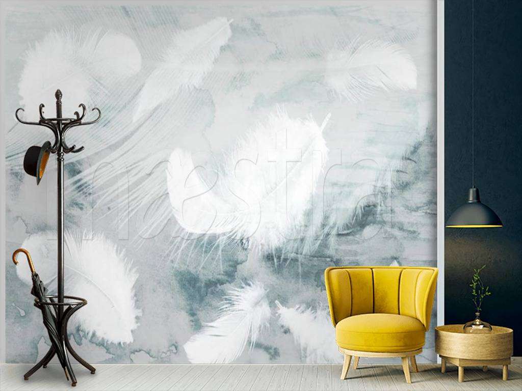Фотообои в интерьере перо на абстрактном фоне  15-502 фото