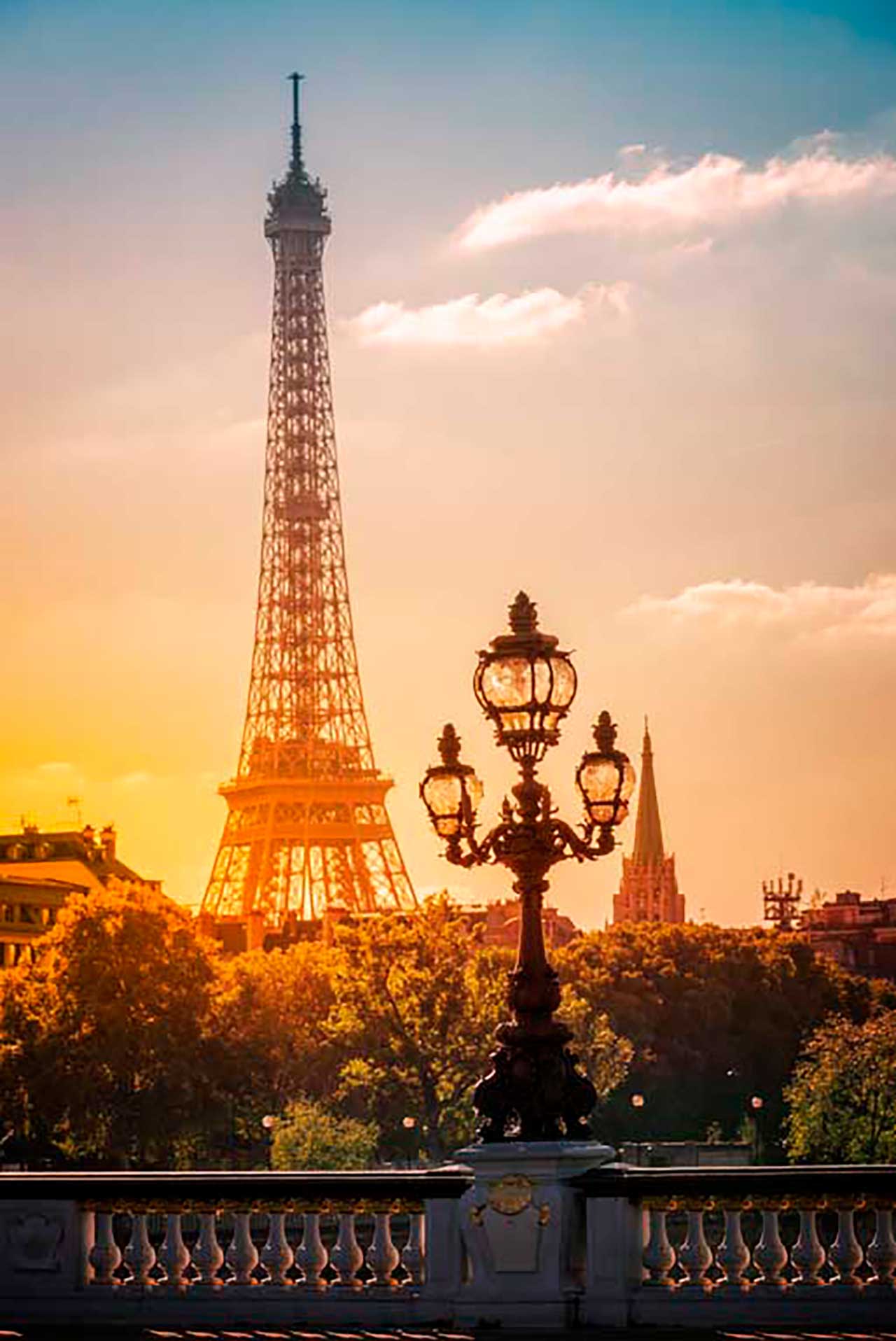 Фотообои в интерьере эйфелева башня и фонарь  9-776 фото