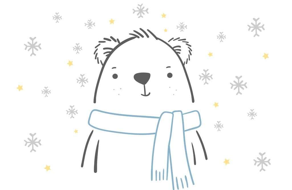 Фотообои в интерьере мишка в снежинках  12-881 фото