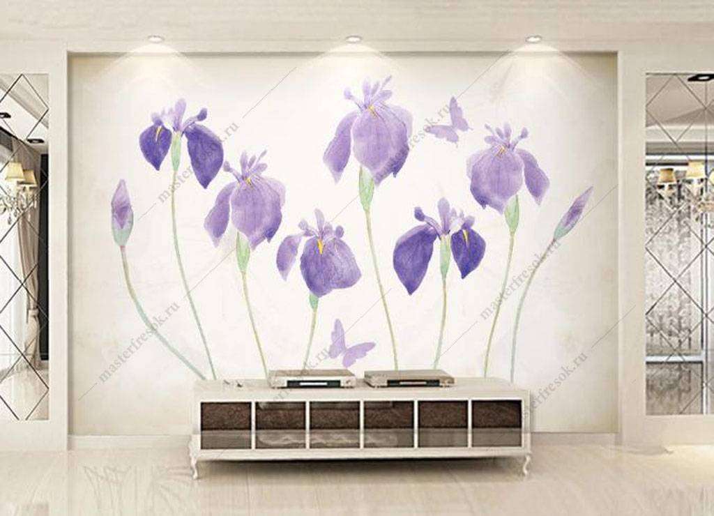 Фотообои в интерьере ирисы цветы  15-948 фото