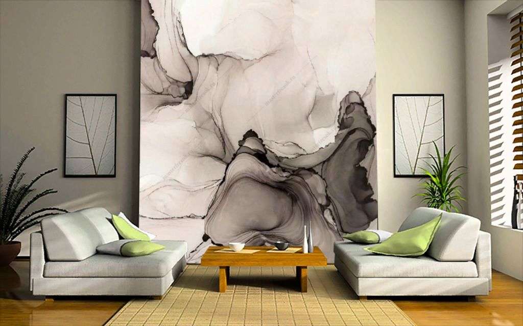 Фотообои в интерьере черно-белые чернила  9-1410 фото