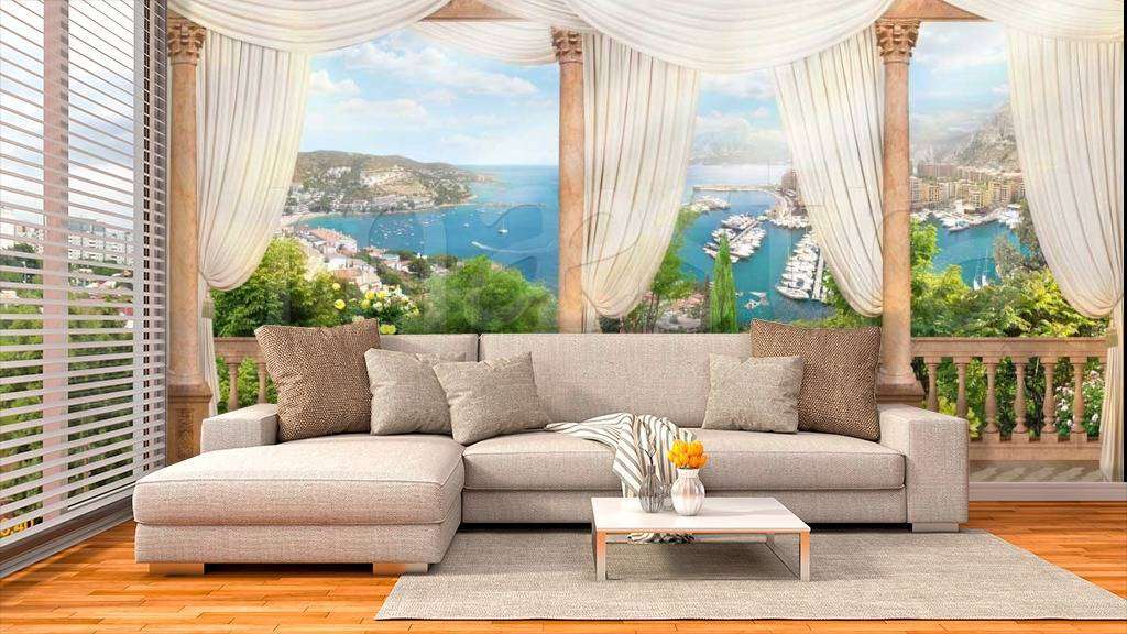 Фотообои Бесшовные обои на стену:  Вид с балкона на море. Артикул: 11-041  