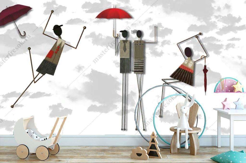 Фотообои в интерьере красные зонтики  14-164 фото