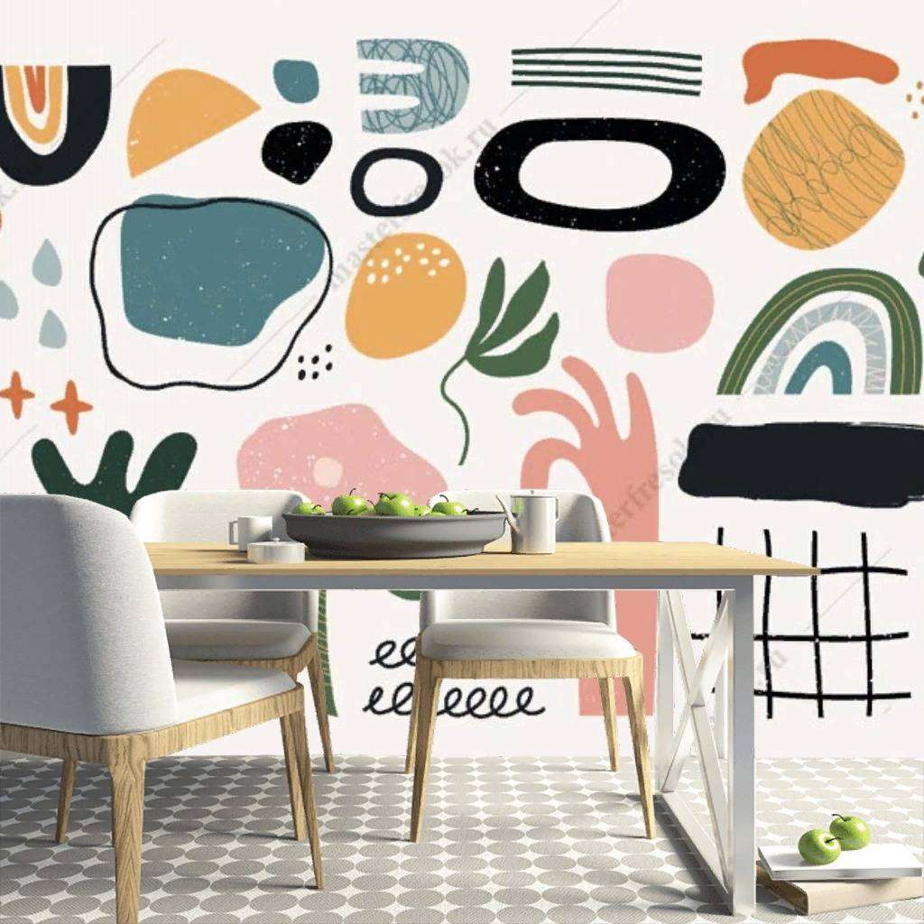 Фотообои в интерьере абстракция с цветами  9-1124 фото