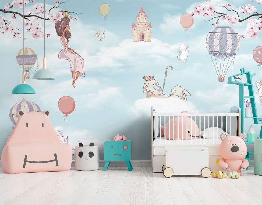 Фотообои в интерьере детские. принцесса в облаках   12-1610 фото