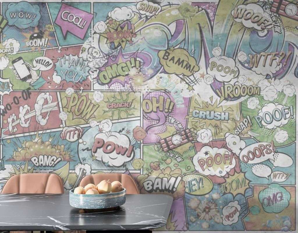 Фотообои в интерьере комиксы на стену  12-1369 фото