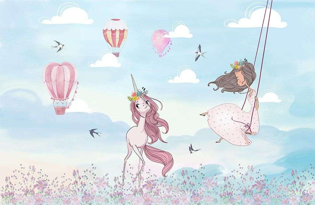 Фотообои в интерьере девочка на качелях  14-440 фото