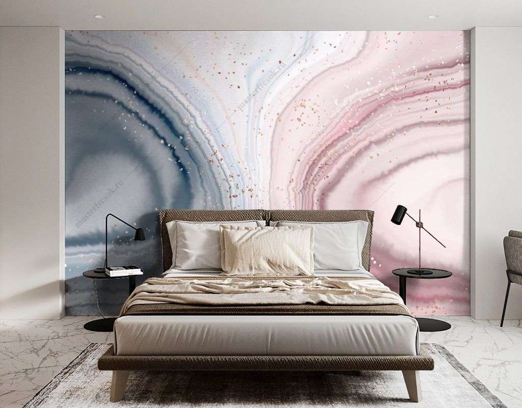 Фотообои в интерьере двухцветный мрамор  9-1559 фото